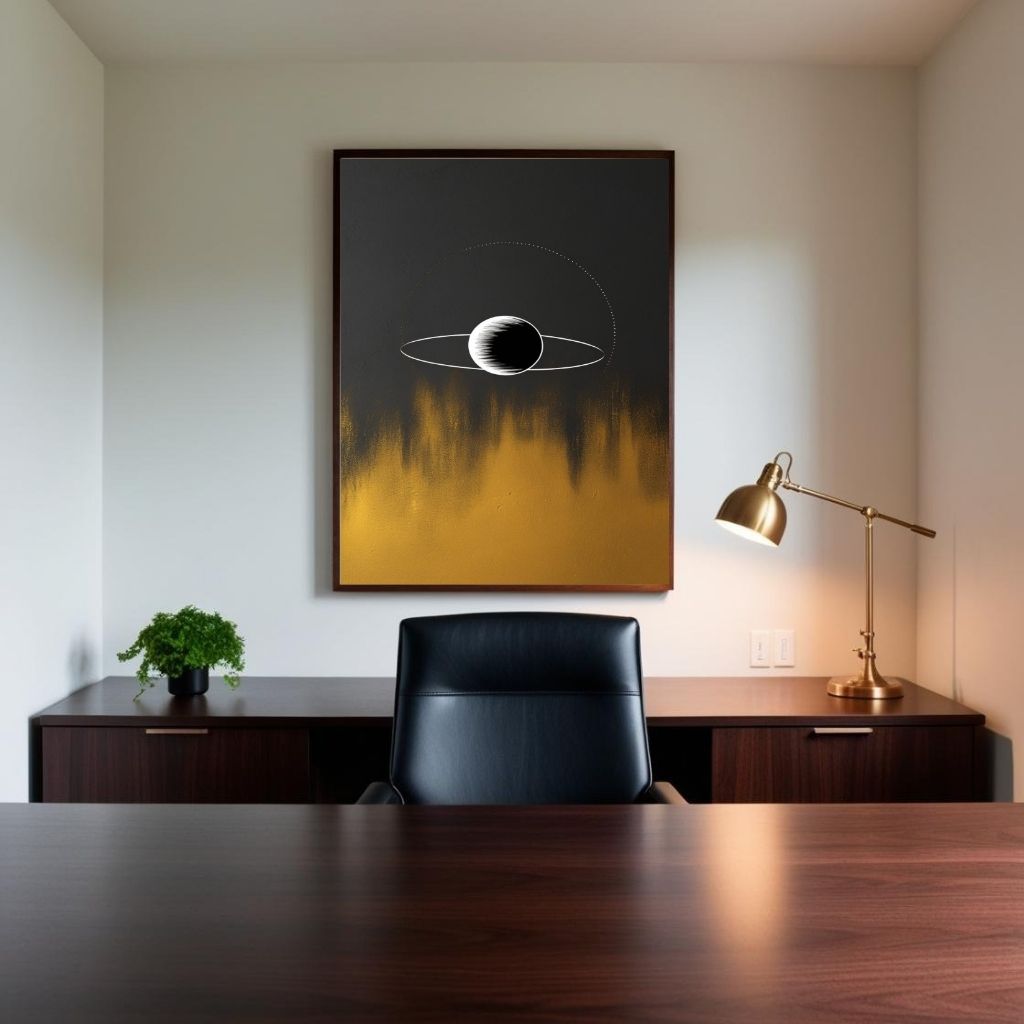 Saturn Wall Art Printable, Minimal Planet Poster, Modern Space Wall Decor, Celestial Abstract Print, Digital Download