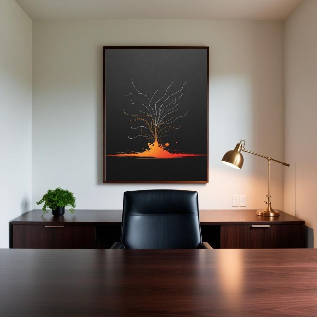Volcano Wall Art Printable, Minimal Lava Poster, Modern Nature Decor, Digital Download Print