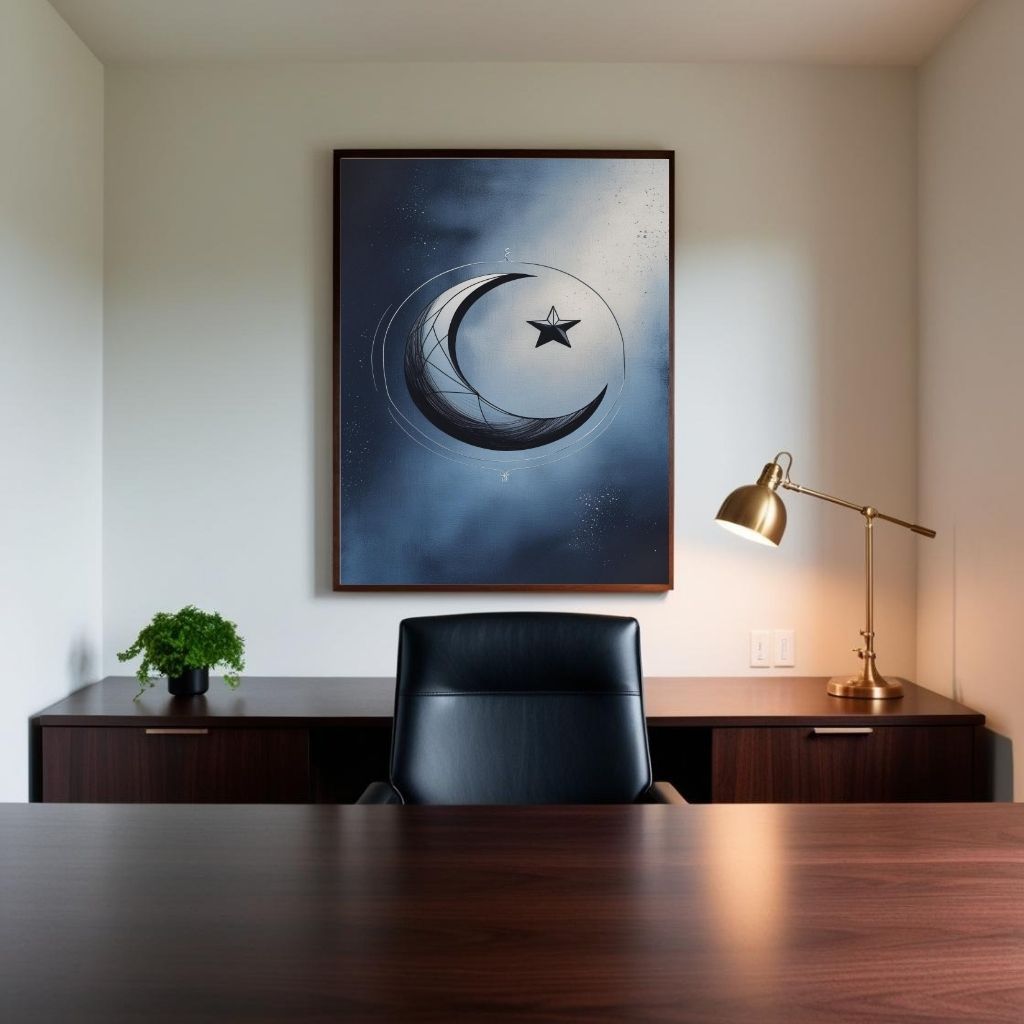 Moon Wall ArtMoon Wall Art Printable, Minimal Crescent Moon Poster, Celestial Decor, Digital Download Print