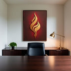 Abstract Flame Wall Art Printable, Golden Fire Minimal Poster, Modern Abstract Decor, Contemporary Digital Download Print