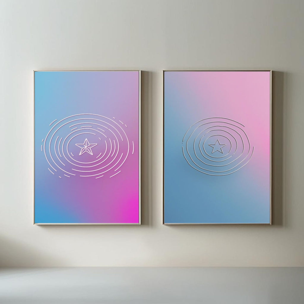 Abstract Gradient Wall Art Set of 2 Modern Minimalist Prints