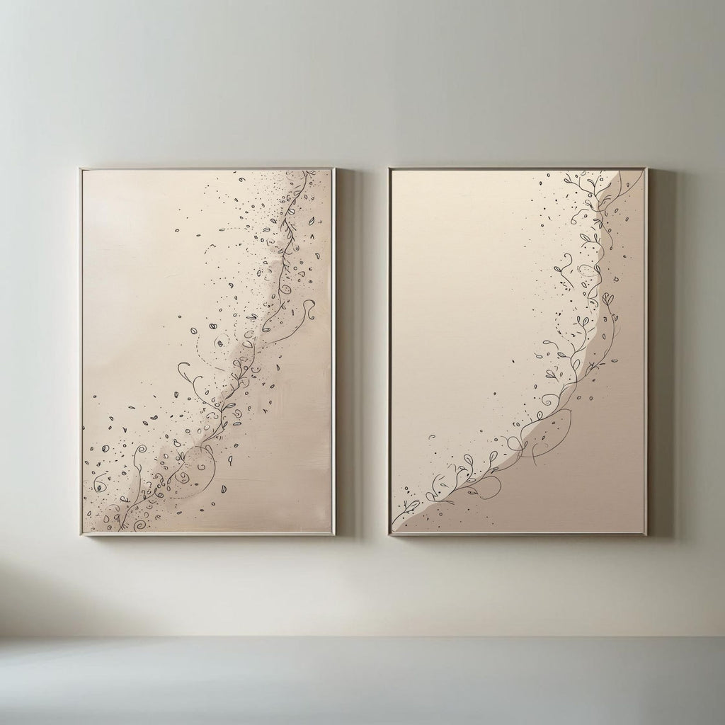 Minimalist Botanical Wall Art Set of 2 Elegant Line Art Prints