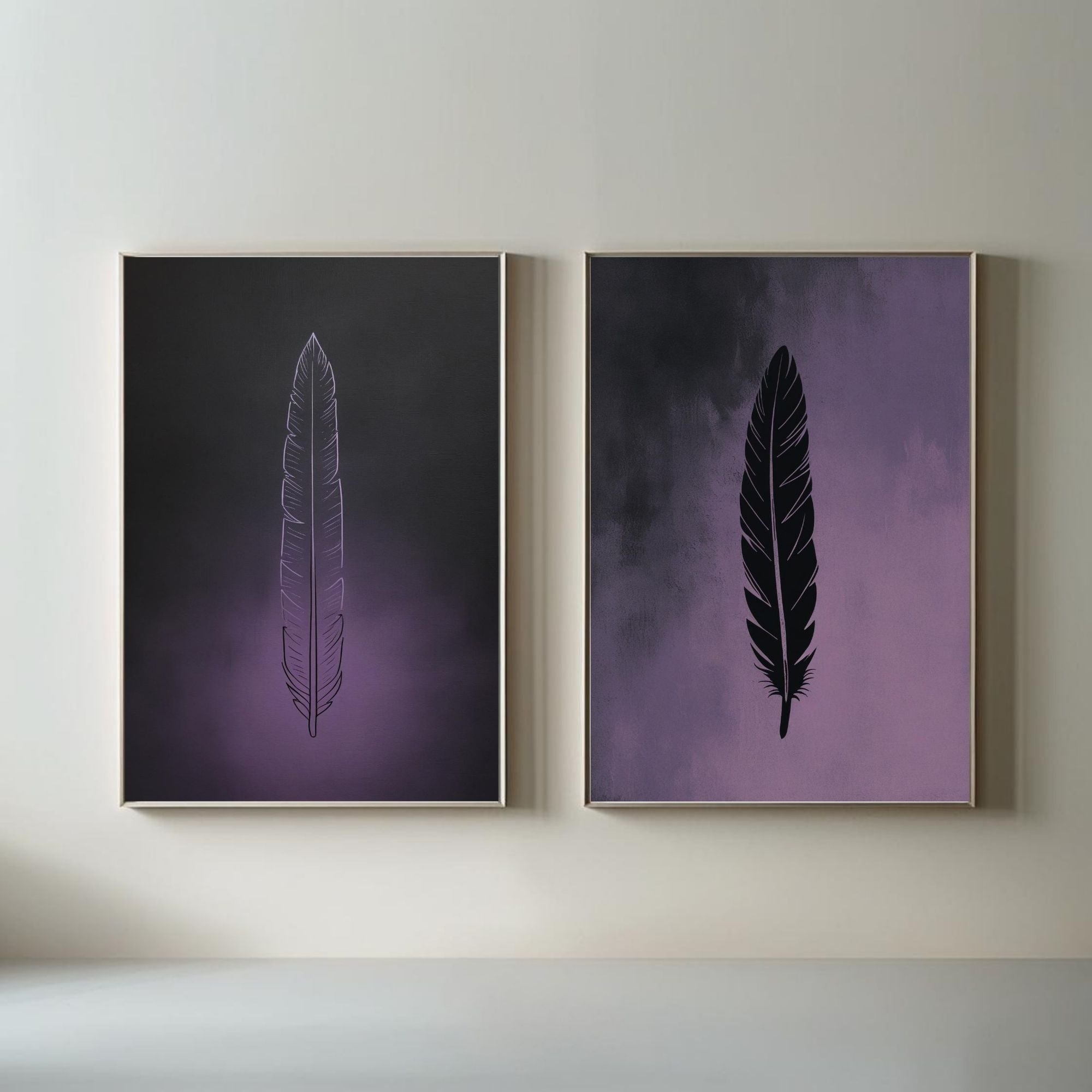 Feather Wall Art Set of 2 Minimalist Printable Decor