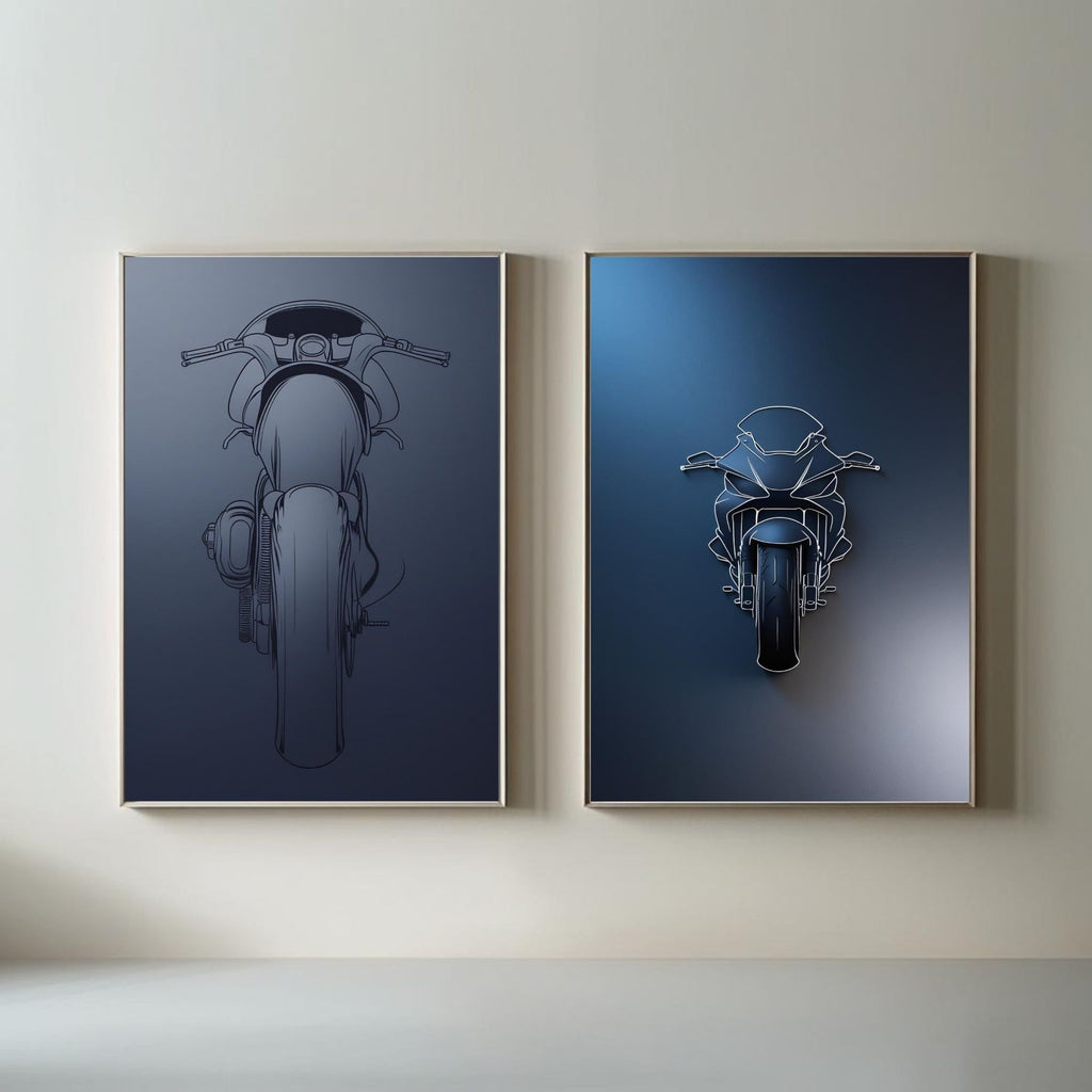 Motorcycle Wall Art Set of 2 Modern Bike Printable Decor