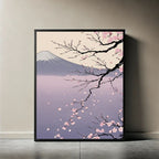 Cherry Blossom Wall Art Printable, Japanese Landscape Decor, Sakura Mountain Poster, Digital Download Print
