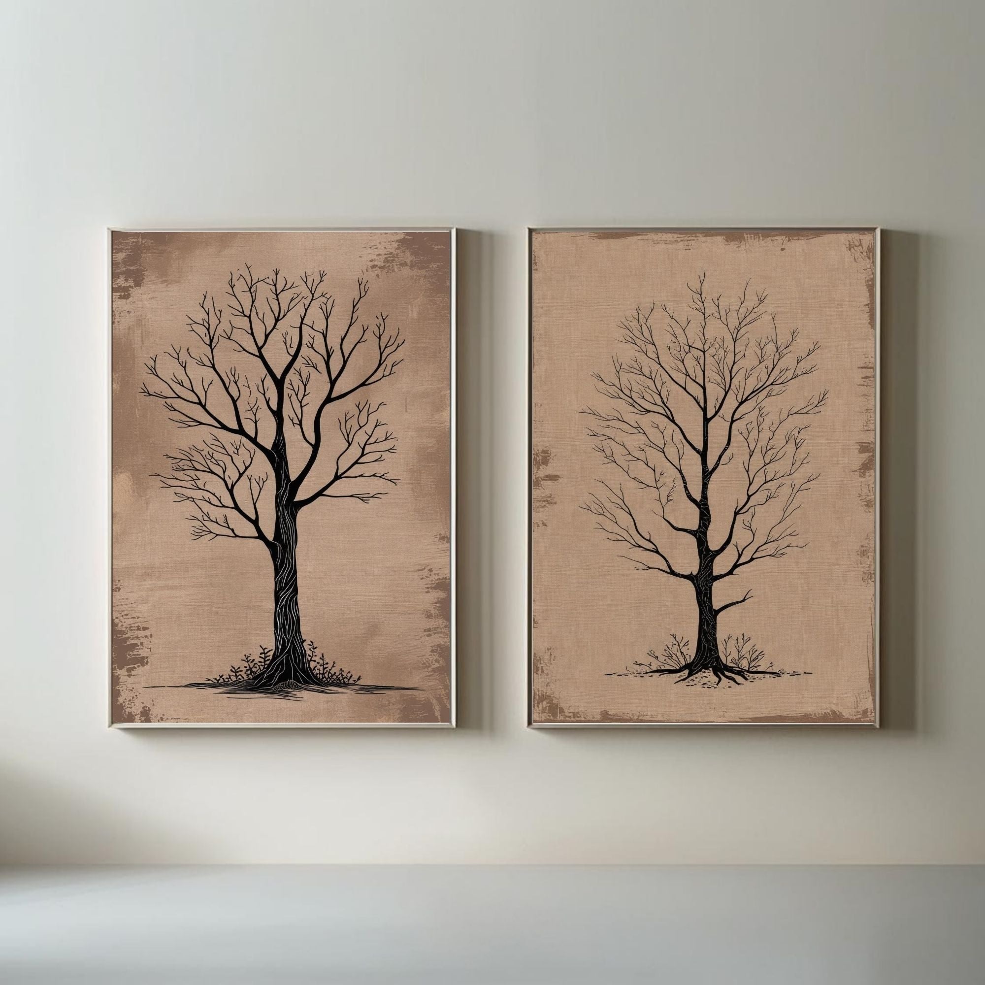 Minimalist Tree Wall Art Set of 2 Bare Tree Printable Prints