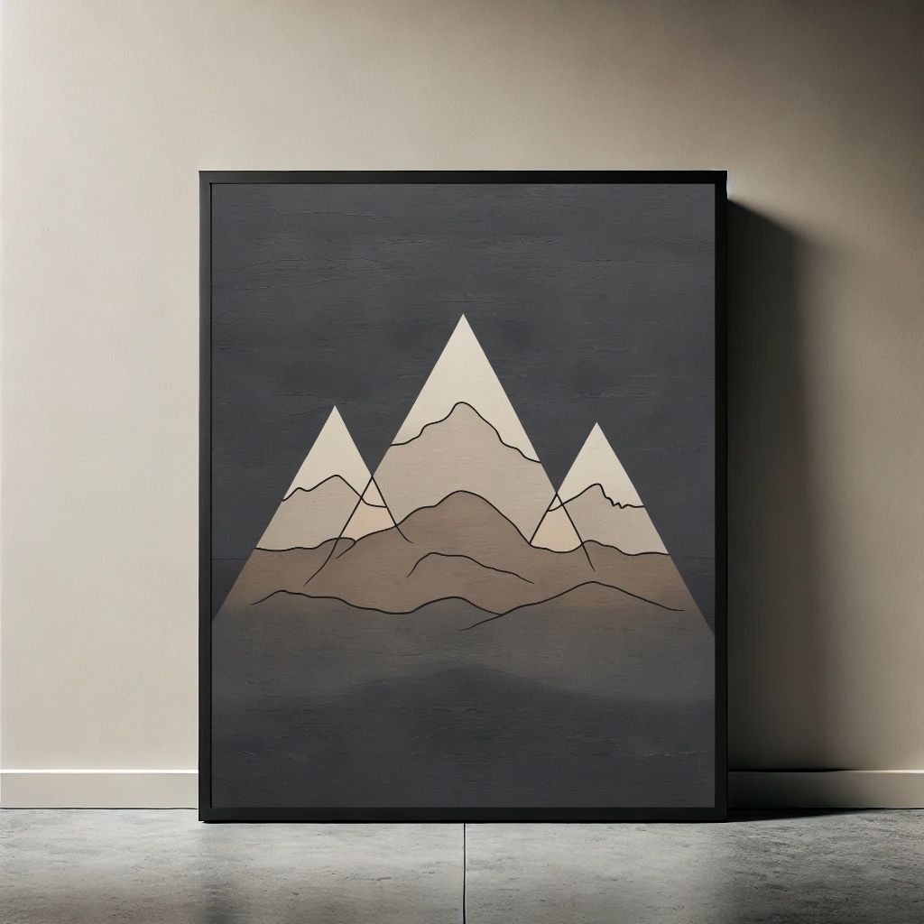 Mountain Line Art Printable, Minimal Mountain Illustration Print, Scandinavian Nature Wall Decor, Neutral Landscape Poster, Digital Download
