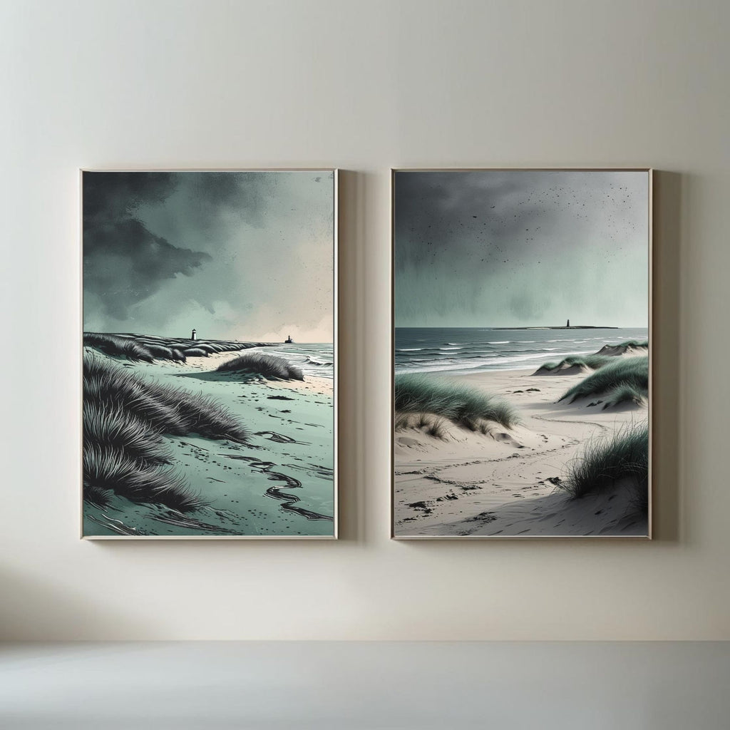 Coastal Beach Wall Art Set of 2 Ocean Landscape Printable Decor