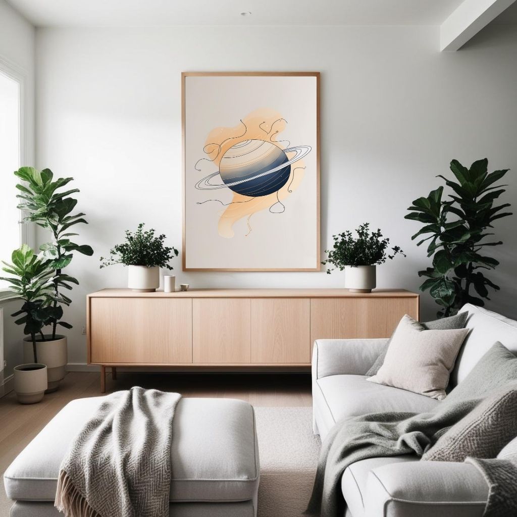 Saturn Planet Wall Art Printable, Minimal Space Poster, Modern Solar System Digital Print, Celestial Home Decor, Instant Download Artwork
