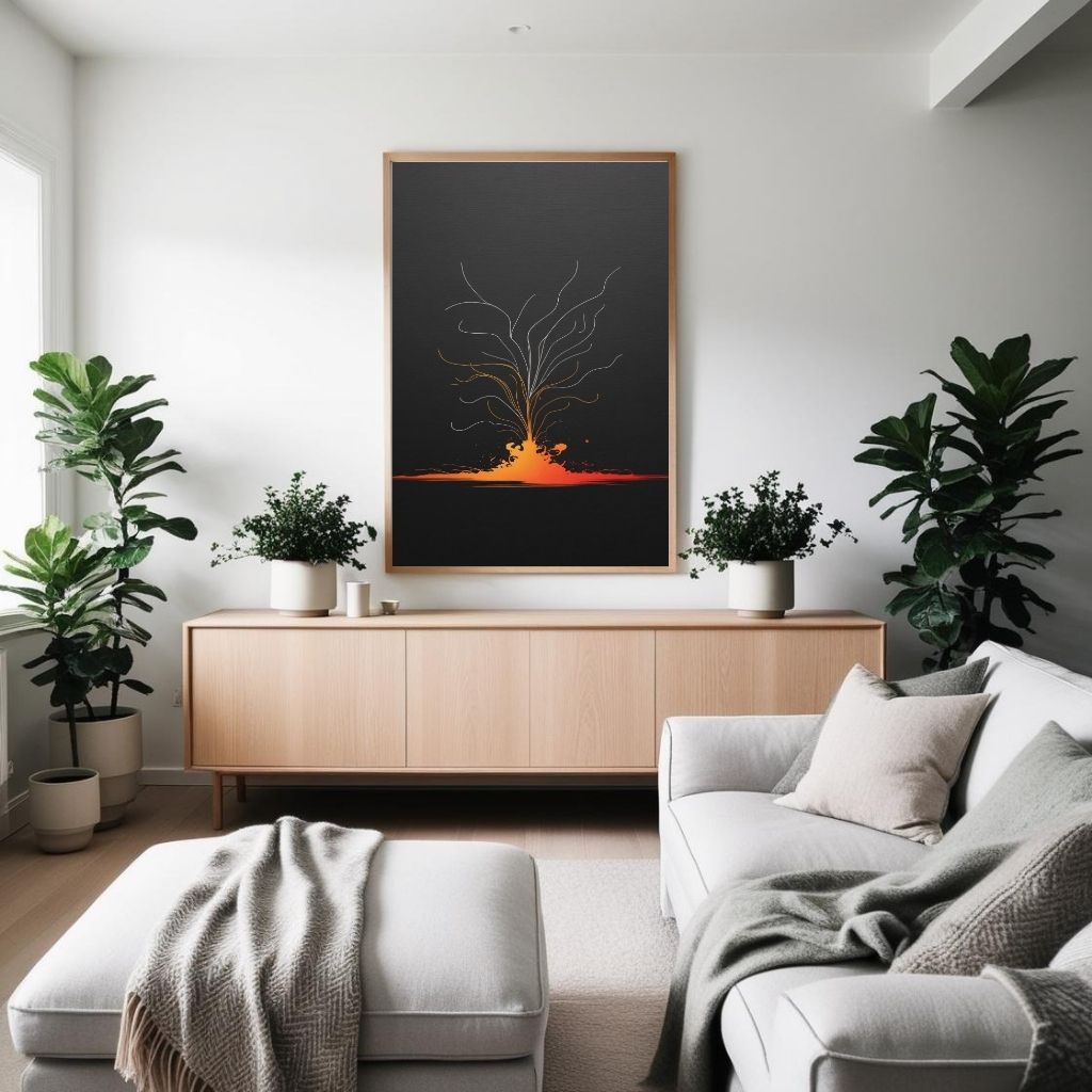 Volcano Wall Art Printable, Minimal Lava Poster, Modern Nature Decor, Digital Download Print