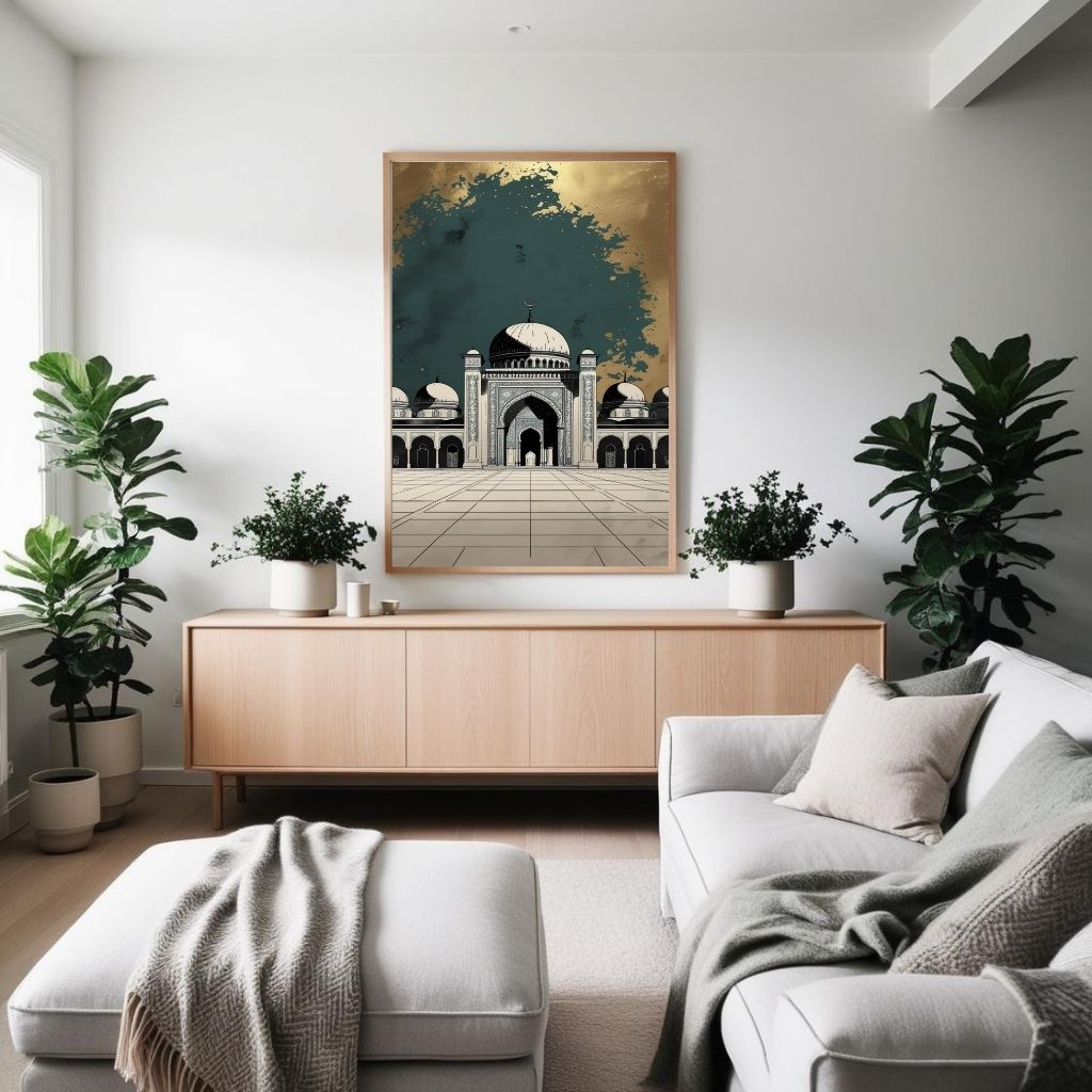 Islamic Mosque Wall Art Printable, Elegant Mosque Architecture Decor, Islamic Digital Download Print