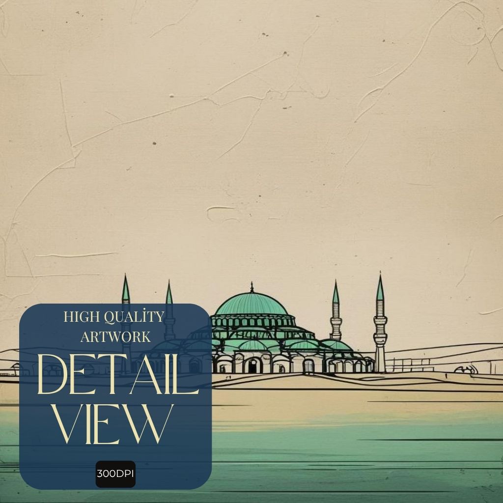 Blue Mosque Wall Art Printable, Sultan Ahmed Mosque Poster, Istanbul Skyline Decor, Minimal Islamic Architecture Print, Digital Download Print