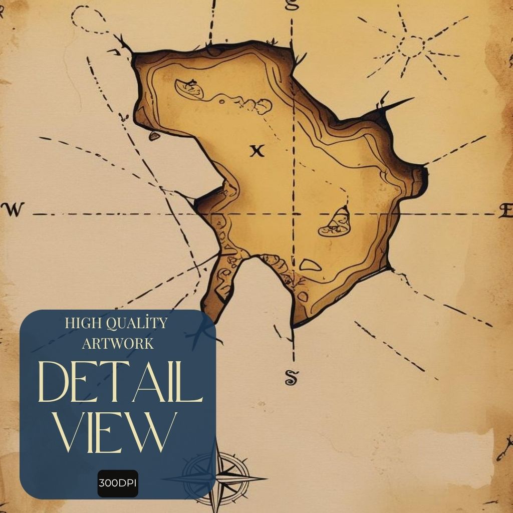 Treasure Map Wall Art Vintage Pirate Printable Poster