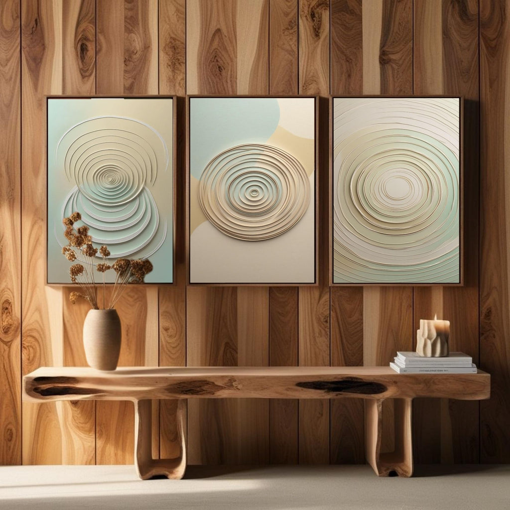 Geometric Circle Wall Art Set of 3 | Minimalist Abstract Prints | Modern Scandinavian Decor | Digital Download