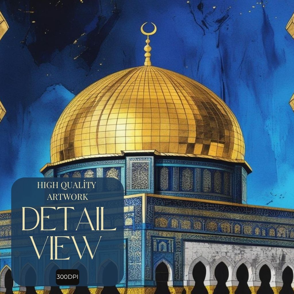 Dome of the Rock Wall Art Printable, Islamic Architecture Poster, Jerusalem Landmark Print, Mosque Wall Decor, Digital Download