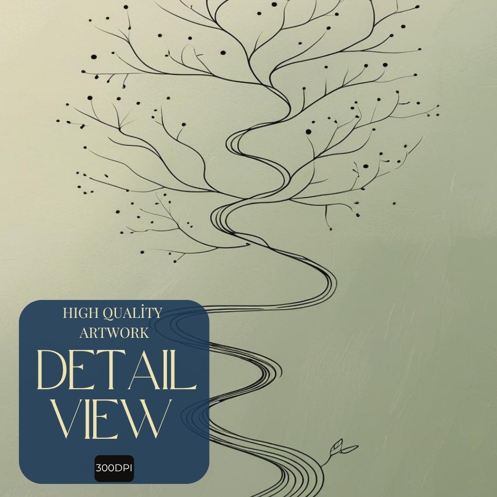 Minimal Tree Line Art Printable, Modern Botanical Wall Art, Scandinavian Nature Poster, Abstract Tree Drawing, Digital Download