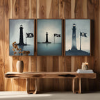 Pirate Lighthouse Wall Art Set of 3 | Nautical Coastal Prints | Maritime Adventure Decor | Digital Download