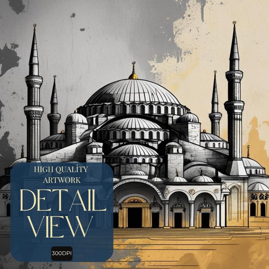 Hagia Sophia Wall Art Printable, Istanbul Mosque Poster, Ottoman Architecture Decor, Historic Landmark Print, Digital Download Print