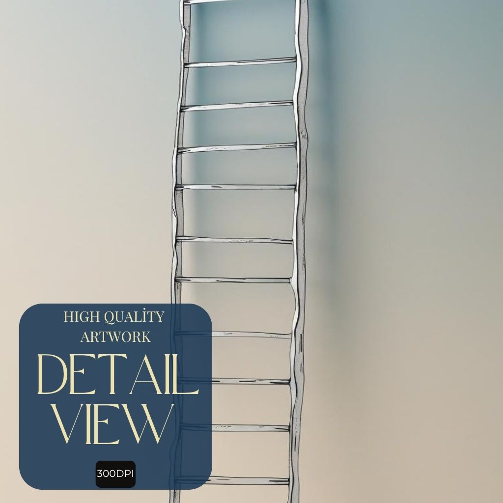 Minimal Ladder Wall Art Printable, Modern Line Drawing Poster, Scandinavian Minimal Decor, Contemporary Neutral Wall Art, Digital Download