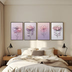 Pastel Floral Wall Art Set of 4 | Minimalist Flower Prints | Elegant Botanical Decor | Digital Download