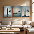 Pirate Lighthouse Wall Art Set of 3 | Nautical Coastal Prints | Maritime Adventure Decor | Digital Download