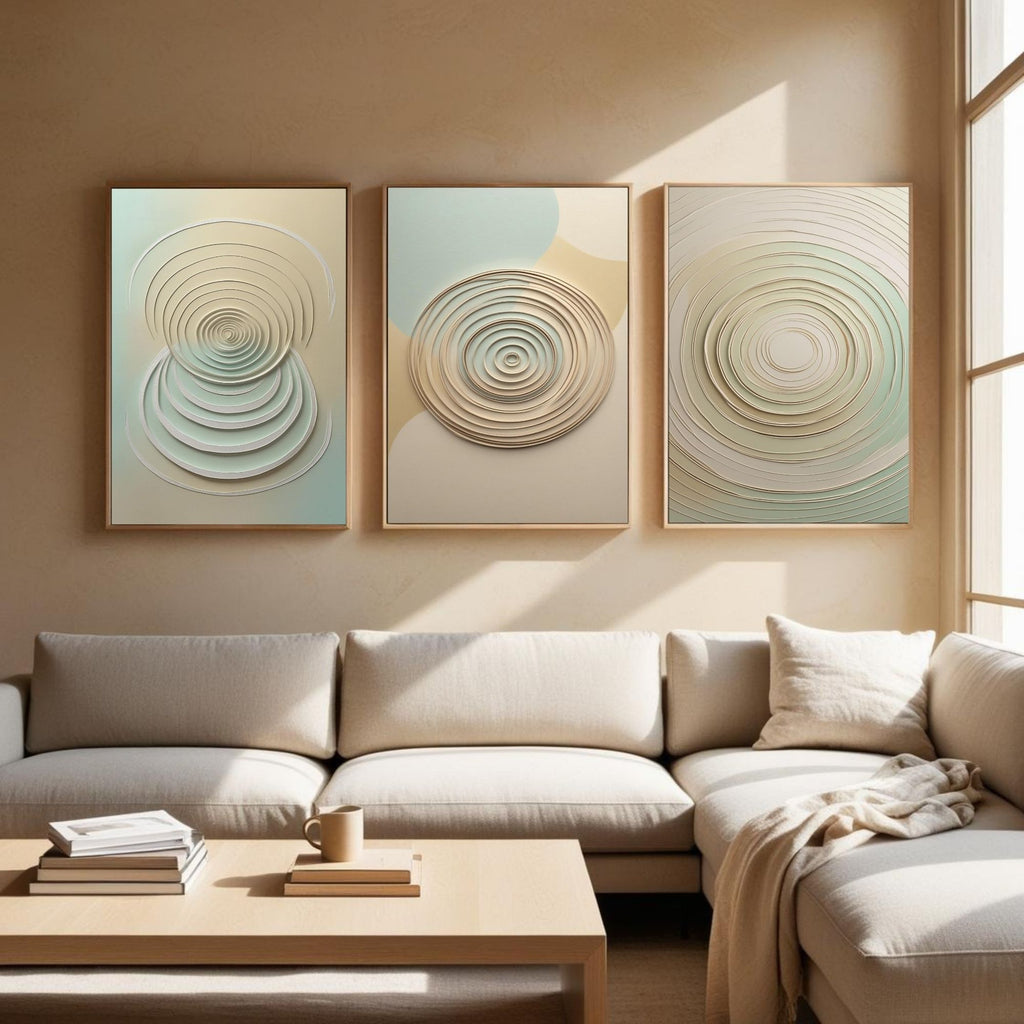 Geometric Circle Wall Art Set of 3 | Minimalist Abstract Prints | Modern Scandinavian Decor | Digital Download