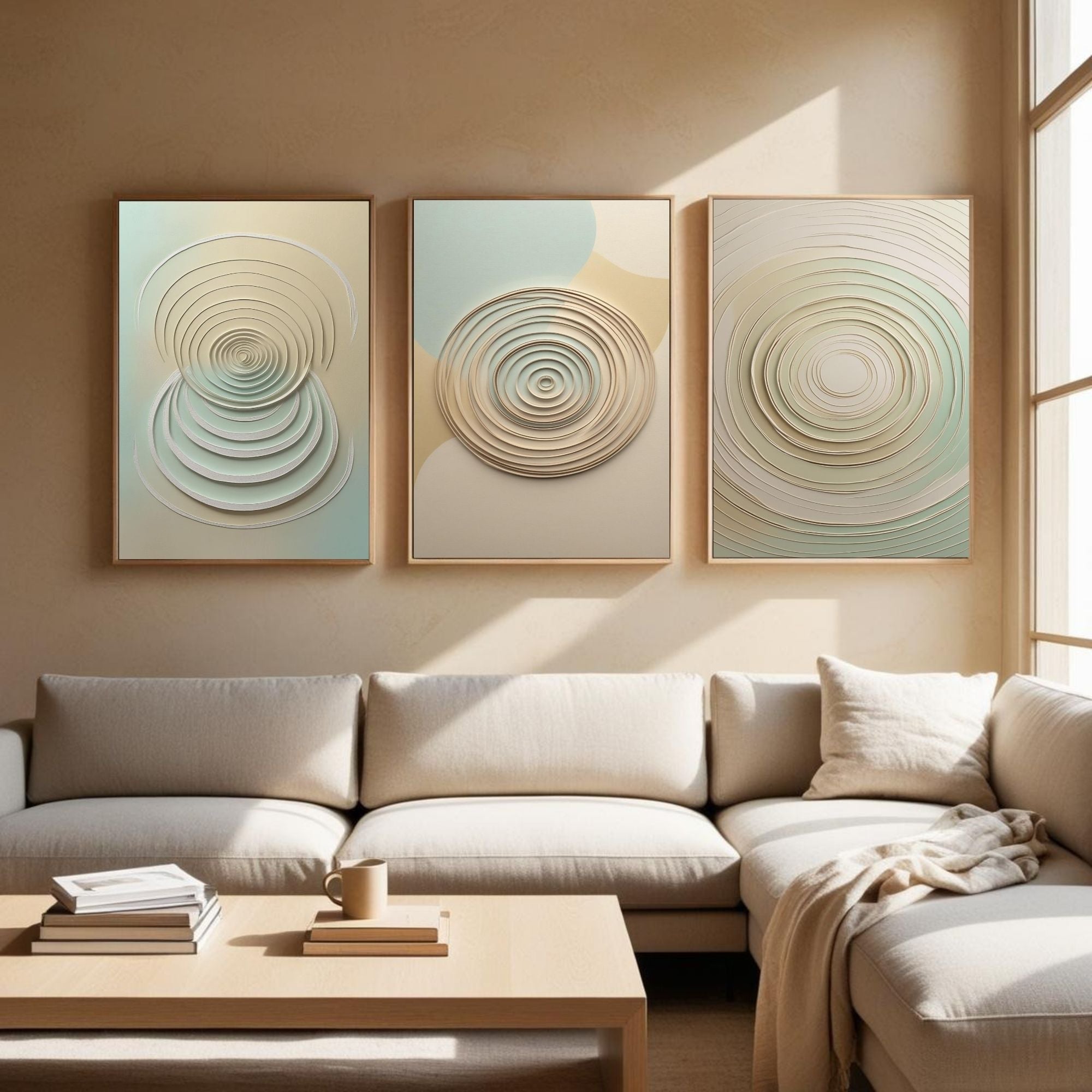 Geometric Circle Wall Art Set of 3 | Minimalist Abstract Prints | Modern Scandinavian Decor | Digital Download
