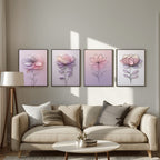 Pastel Floral Wall Art Set of 4 | Minimalist Flower Prints | Elegant Botanical Decor | Digital Download