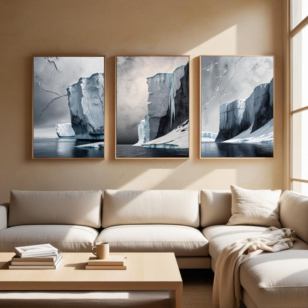 Arctic Iceberg Wall Art Set of 3 | Glacier Landscape Prints | Modern Coastal Nature Decor | Digital Download