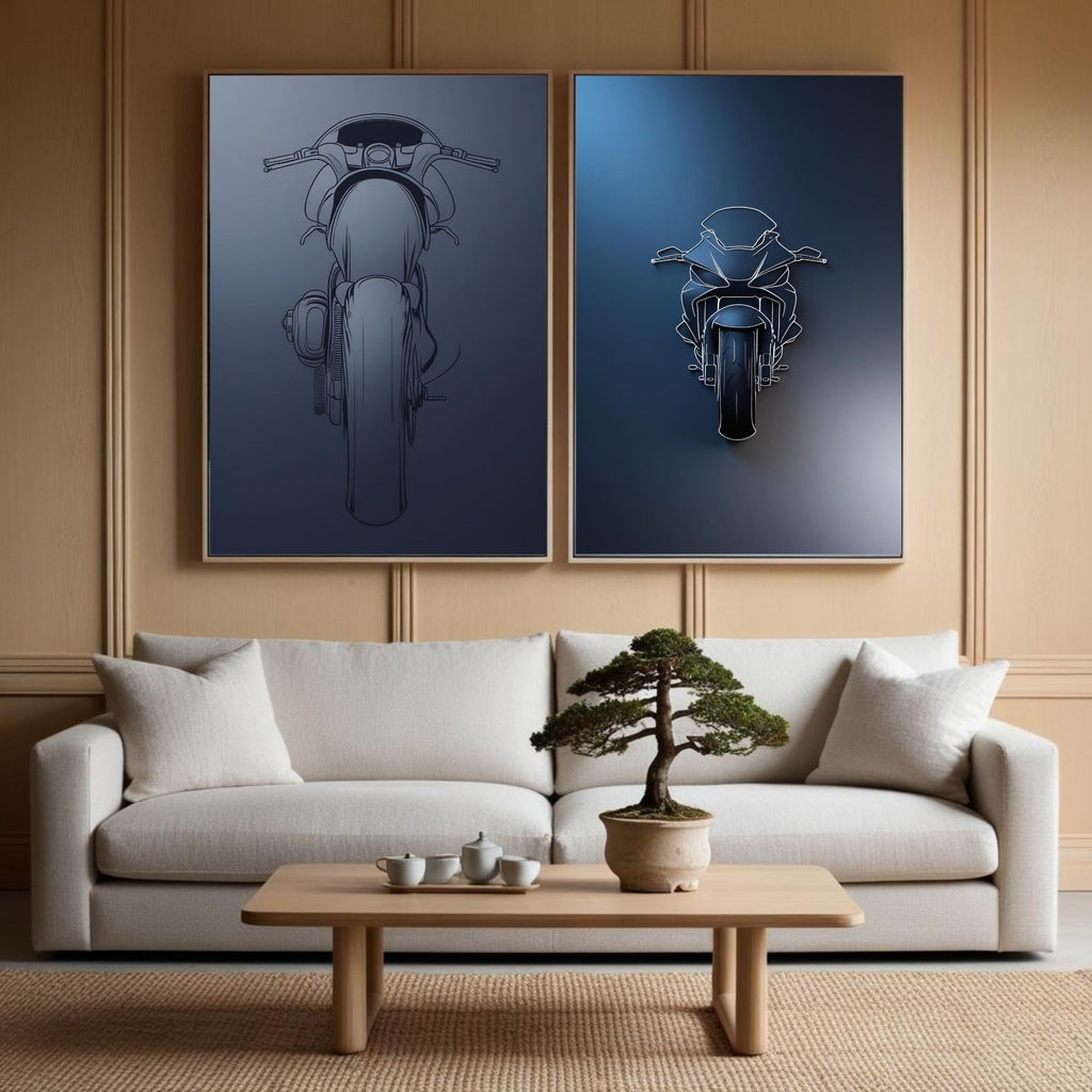 Motorcycle Wall Art Set of 2 Modern Bike Printable Decor