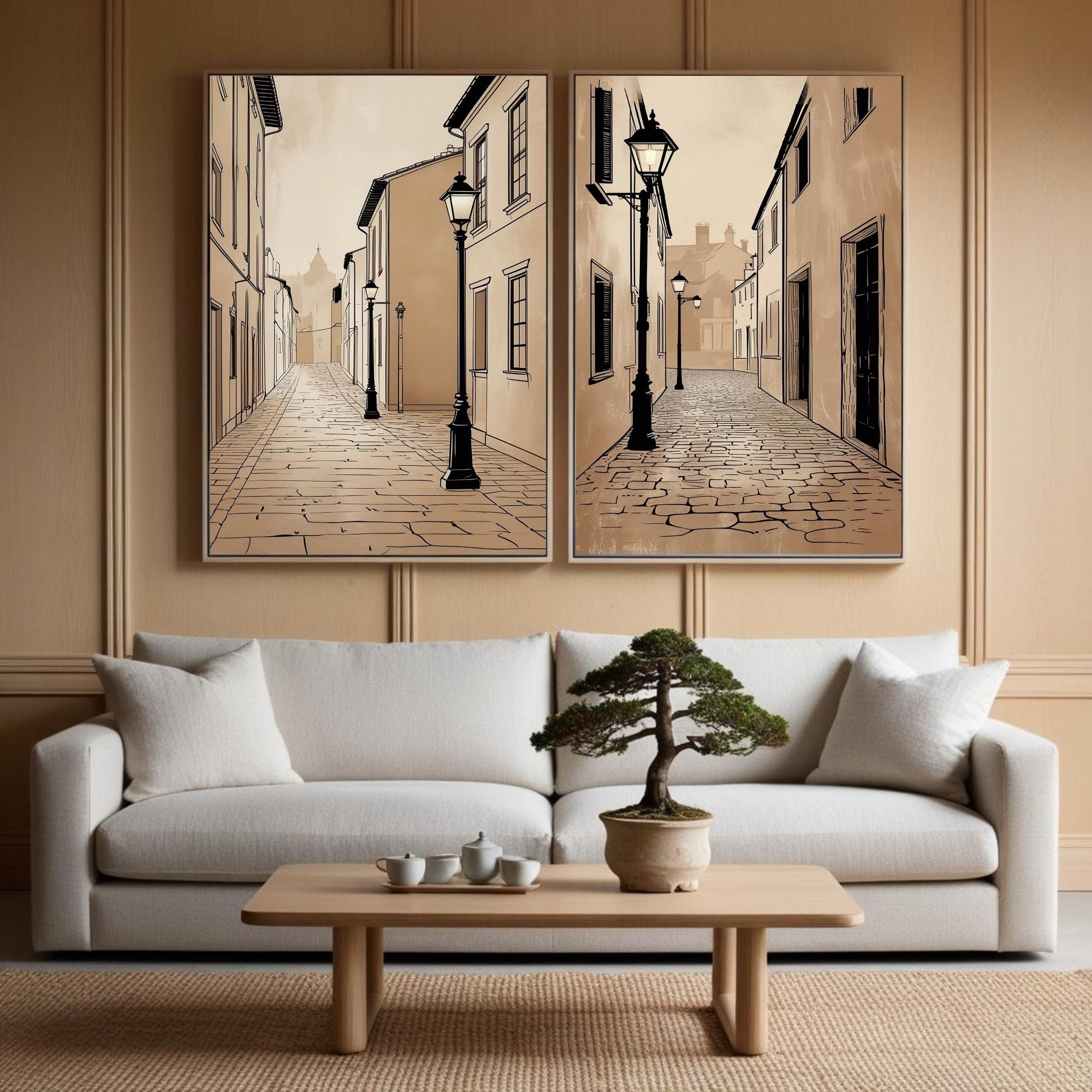European Street Wall Art Set of 2 Vintage City Printable Decor