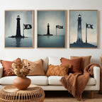 Pirate Lighthouse Wall Art Set of 3 | Nautical Coastal Prints | Maritime Adventure Decor | Digital Download