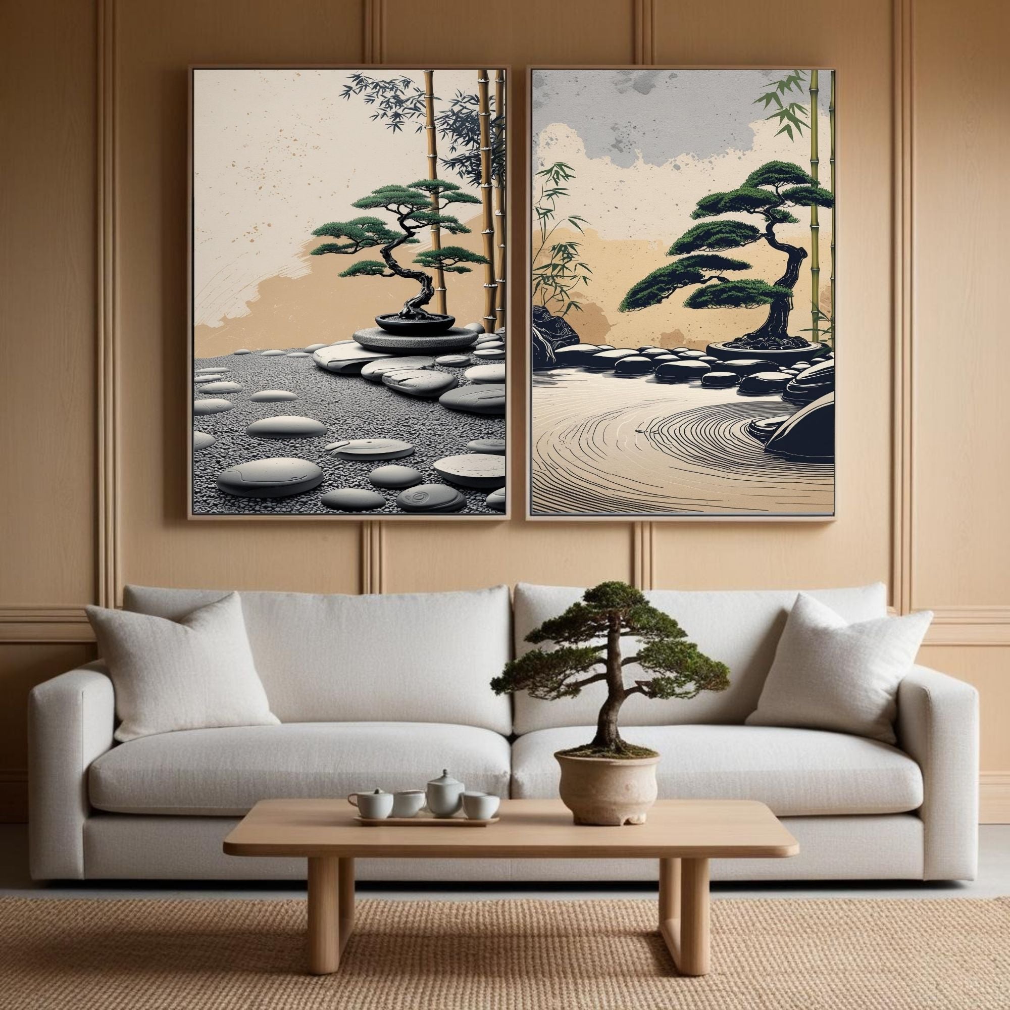 Zen Garden Wall Art Set of 2 Japanese Printable Decor