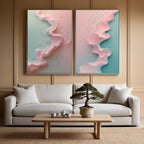Abstract Pastel Wall Art Set of 2 Printable, Contemporary Pink Abstract Prints, Modern Home Decor, Digital Download