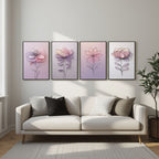 Pastel Floral Wall Art Set of 4 | Minimalist Flower Prints | Elegant Botanical Decor | Digital Download
