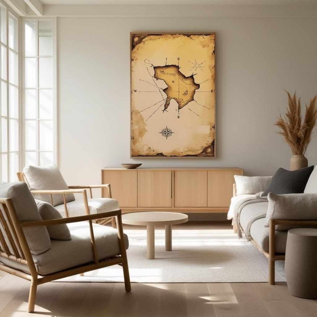 Treasure Map Wall Art Vintage Pirate Printable Poster