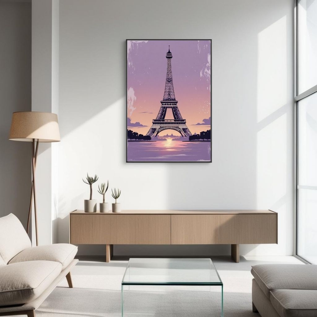 Eiffel Tower Wall Art Printable, Paris Sunset Poster, French Landmark Digital Print, Romantic Paris Decor, Instant Download Artwork