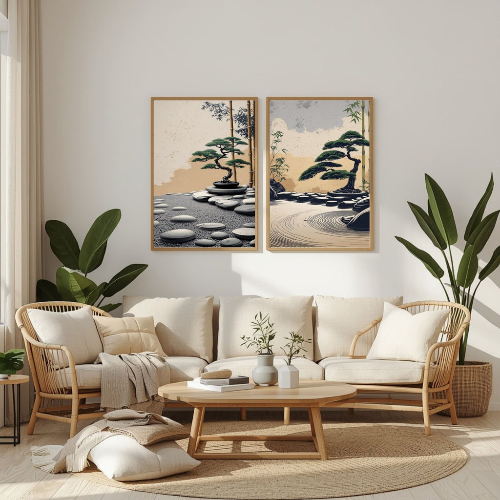 Zen Garden Wall Art Set of 2 Japanese Printable Decor