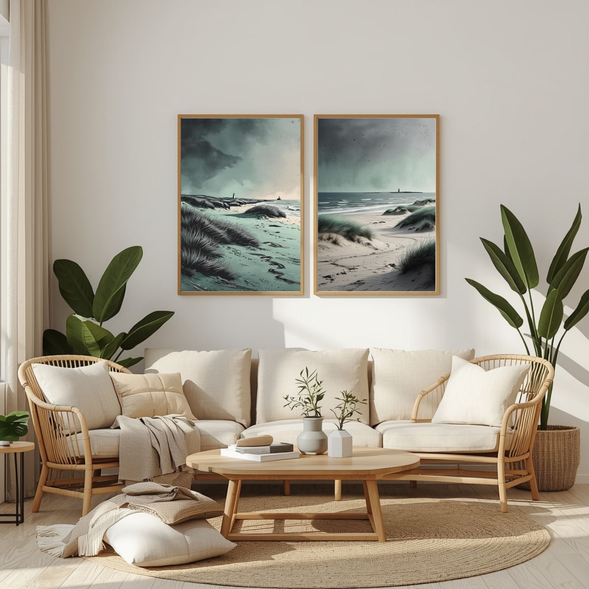 Coastal Beach Wall Art Set of 2 Ocean Landscape Printable Decor