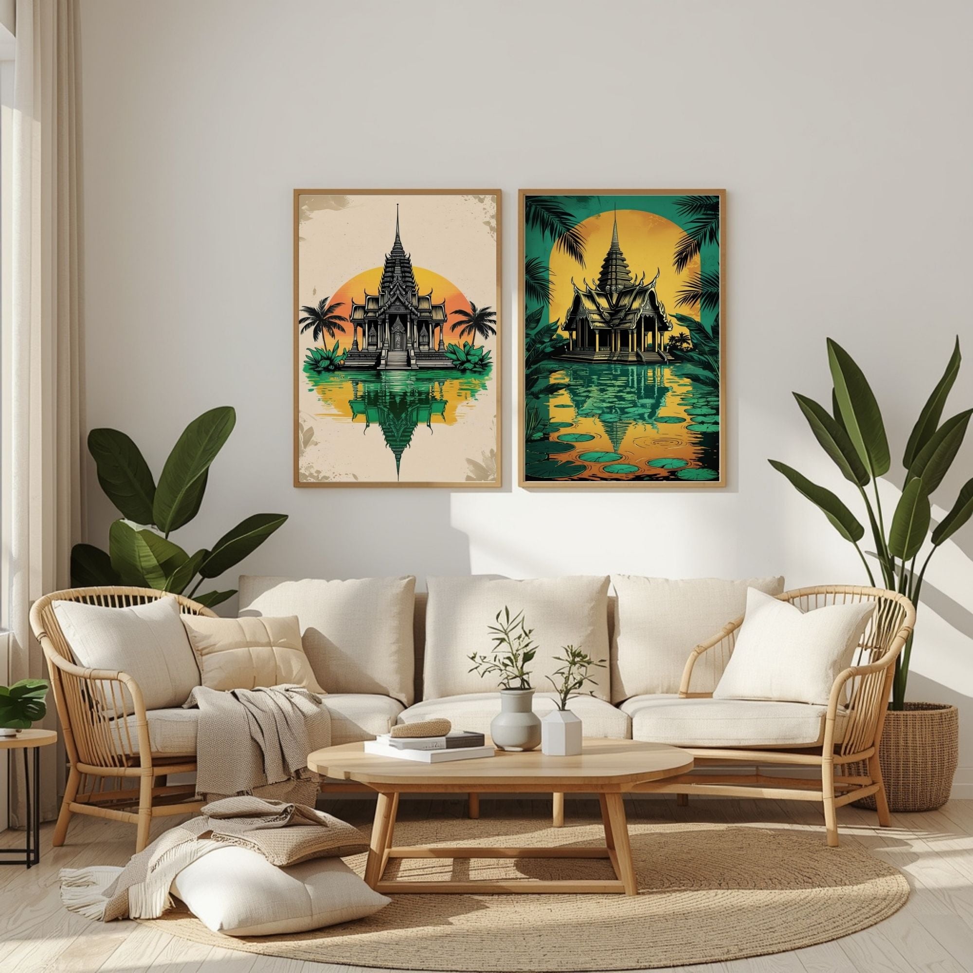 Thai Temple Wall Art Set of 2 Tropical Printable Decor