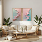 Abstract Pastel Wall Art Set of 2 Printable, Contemporary Pink Abstract Prints, Modern Home Decor, Digital Download