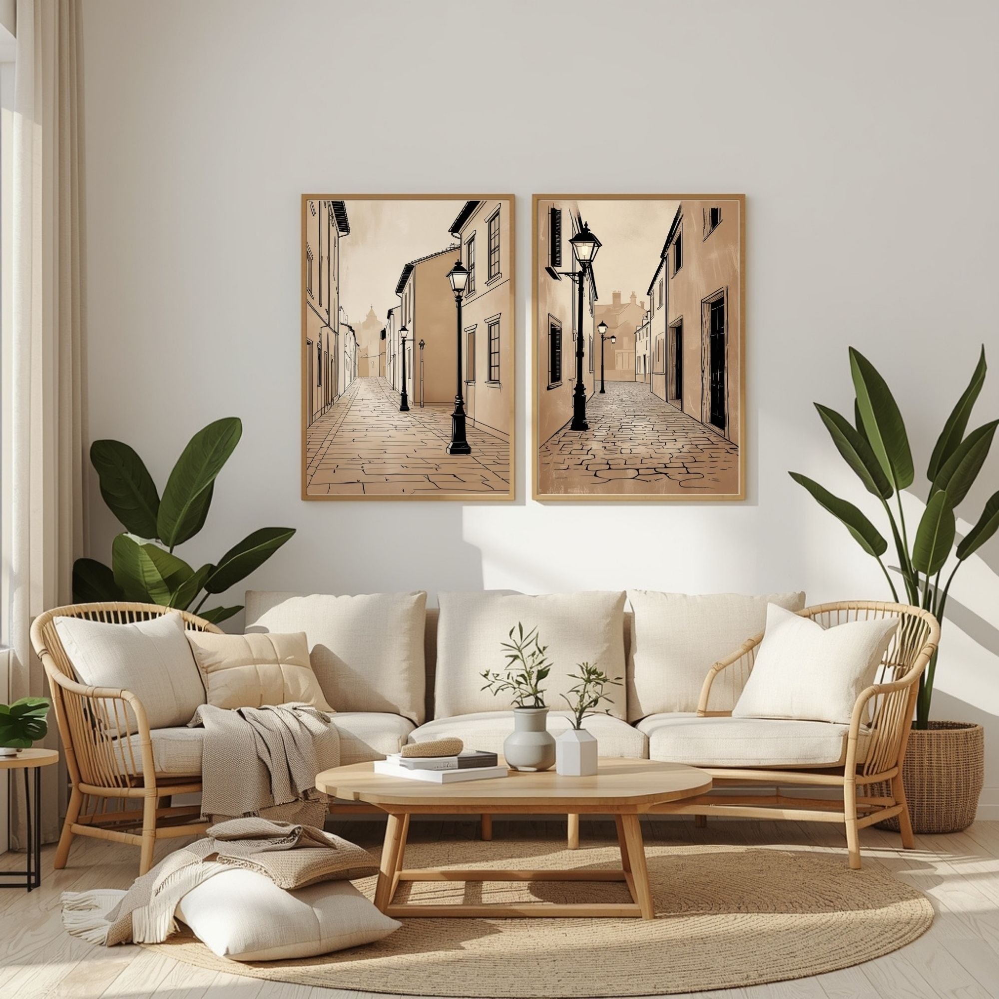 European Street Wall Art Set of 2 Vintage City Printable Decor