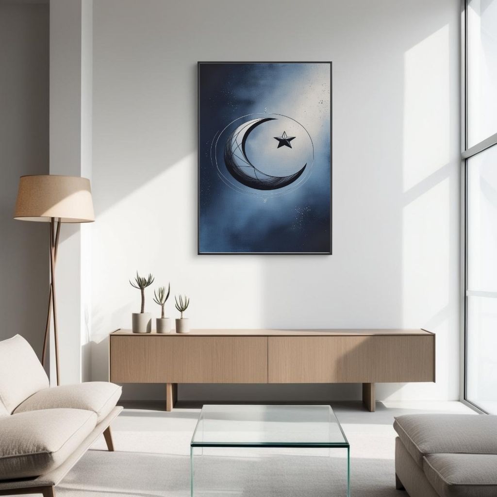 Moon Wall ArtMoon Wall Art Printable, Minimal Crescent Moon Poster, Celestial Decor, Digital Download Print