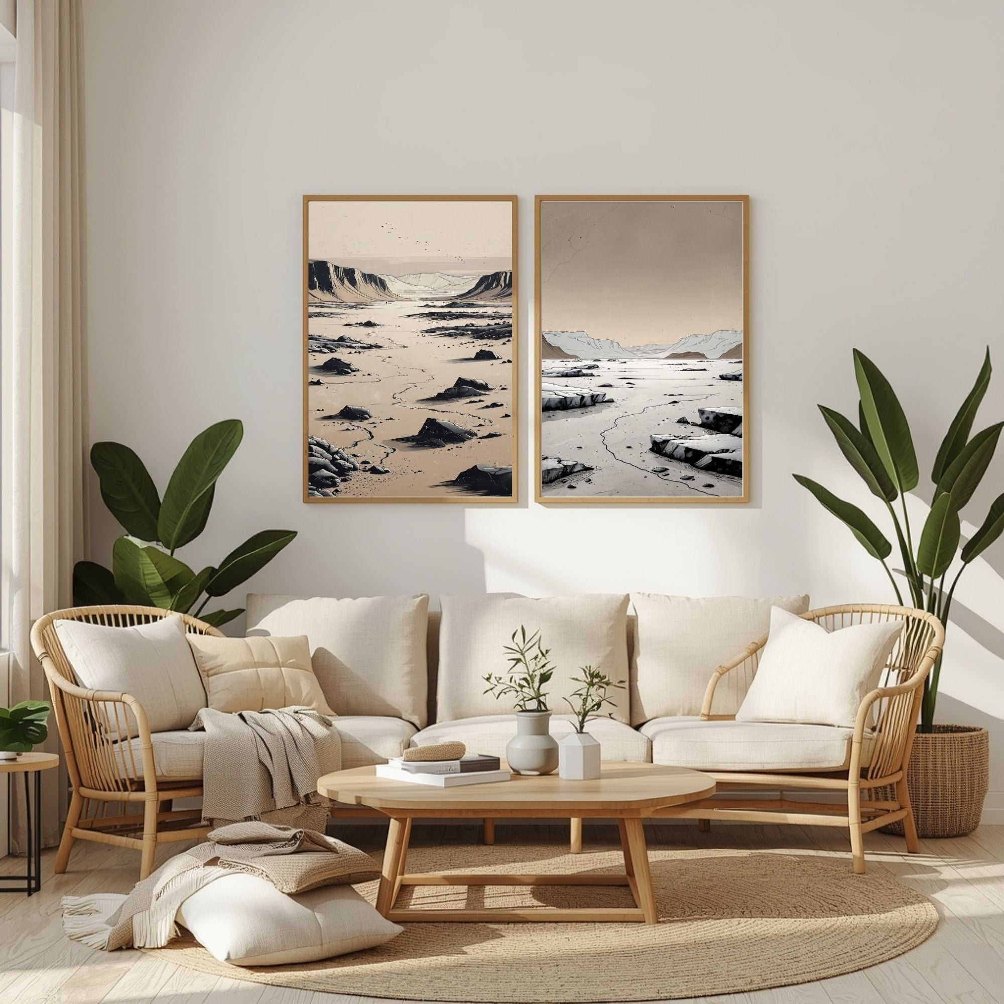 Desert Landscape Wall Art Set of 2 Minimalist Canyon Prints