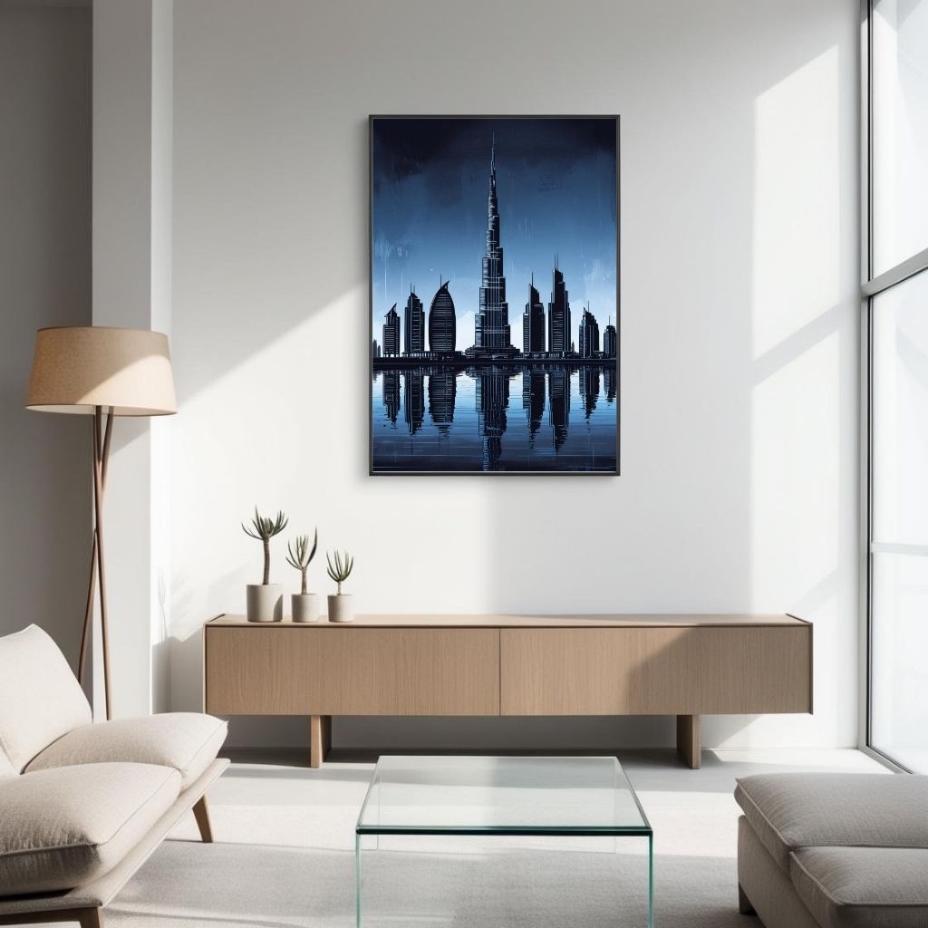 Dubai Skyline Wall Art Printable, Burj Khalifa Poster, Modern Dubai Cityscape Print, Luxury Architecture Wall Decor, Digital Download