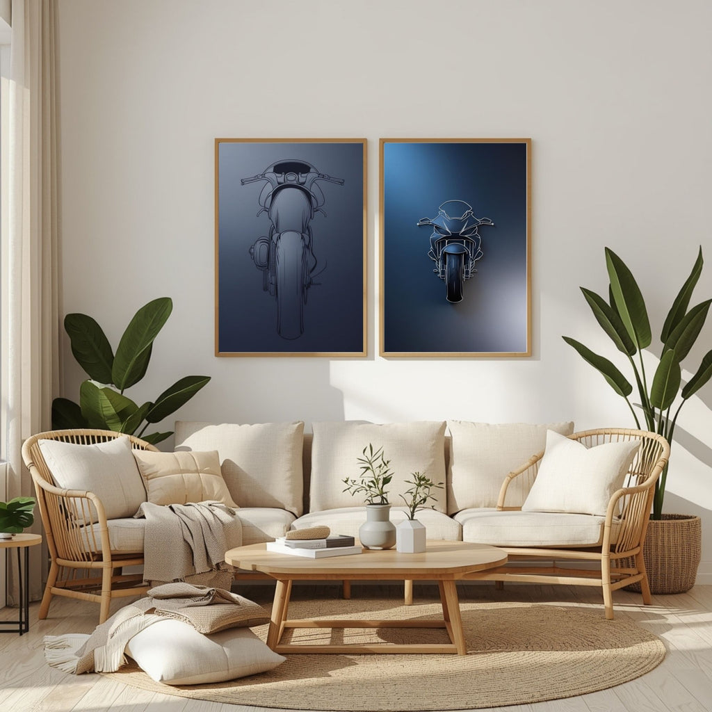 Motorcycle Wall Art Set of 2 Modern Bike Printable Decor